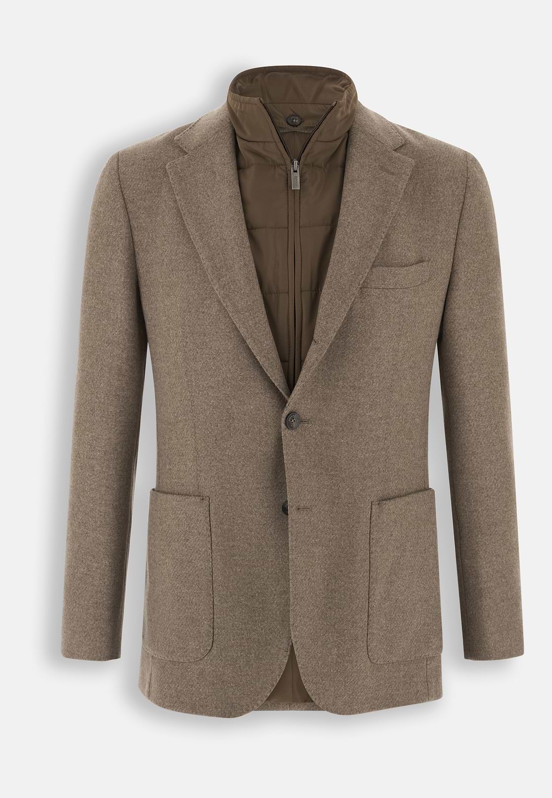 Blazer in Wool Blend with Removable Bib, Taupe, hi-res, 5