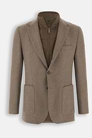 Blazer in Wool Blend with Removable Bib, Taupe, thumb, 5