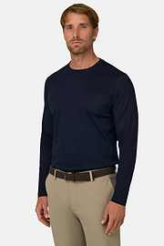 Koszulka Z Bawełnianego Dżerseju Pima Z Długim Rękawem, Navy blue, thumb, 1