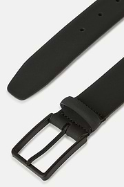 Rubberised Leather Belt With Logo, Black, hi-res