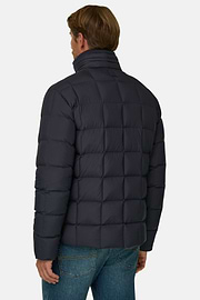 Bomber in Nylon Padded with Goose Down, Navy blue, thumb, 4