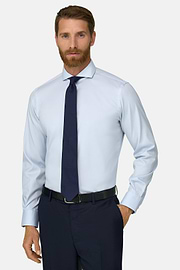 Hemd aus Pin-Point-Baumwolle Slim Fit, Hellblau, thumb, 1