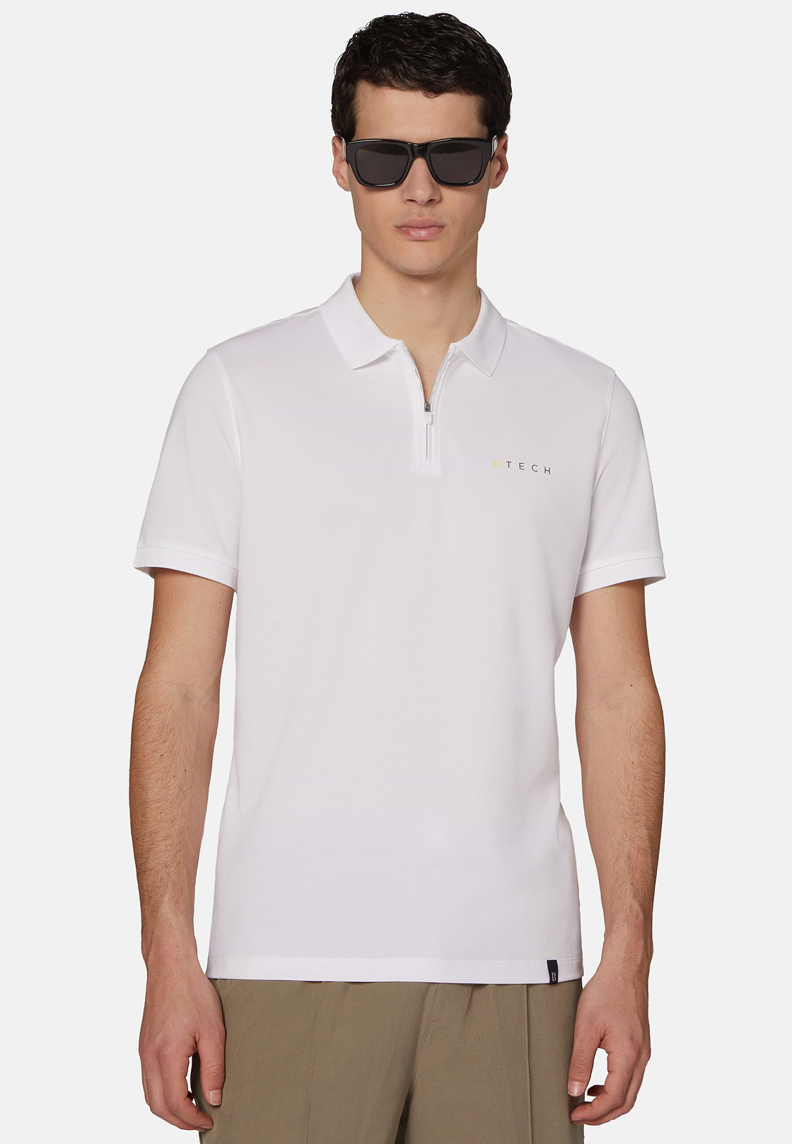 High-Performance Piqué Polo Shirt, White, hi-res