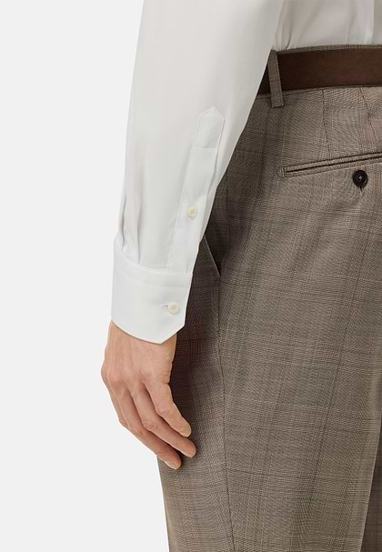Slim Fit Stretch Cotton and Nylon Shirt, White, hi-res