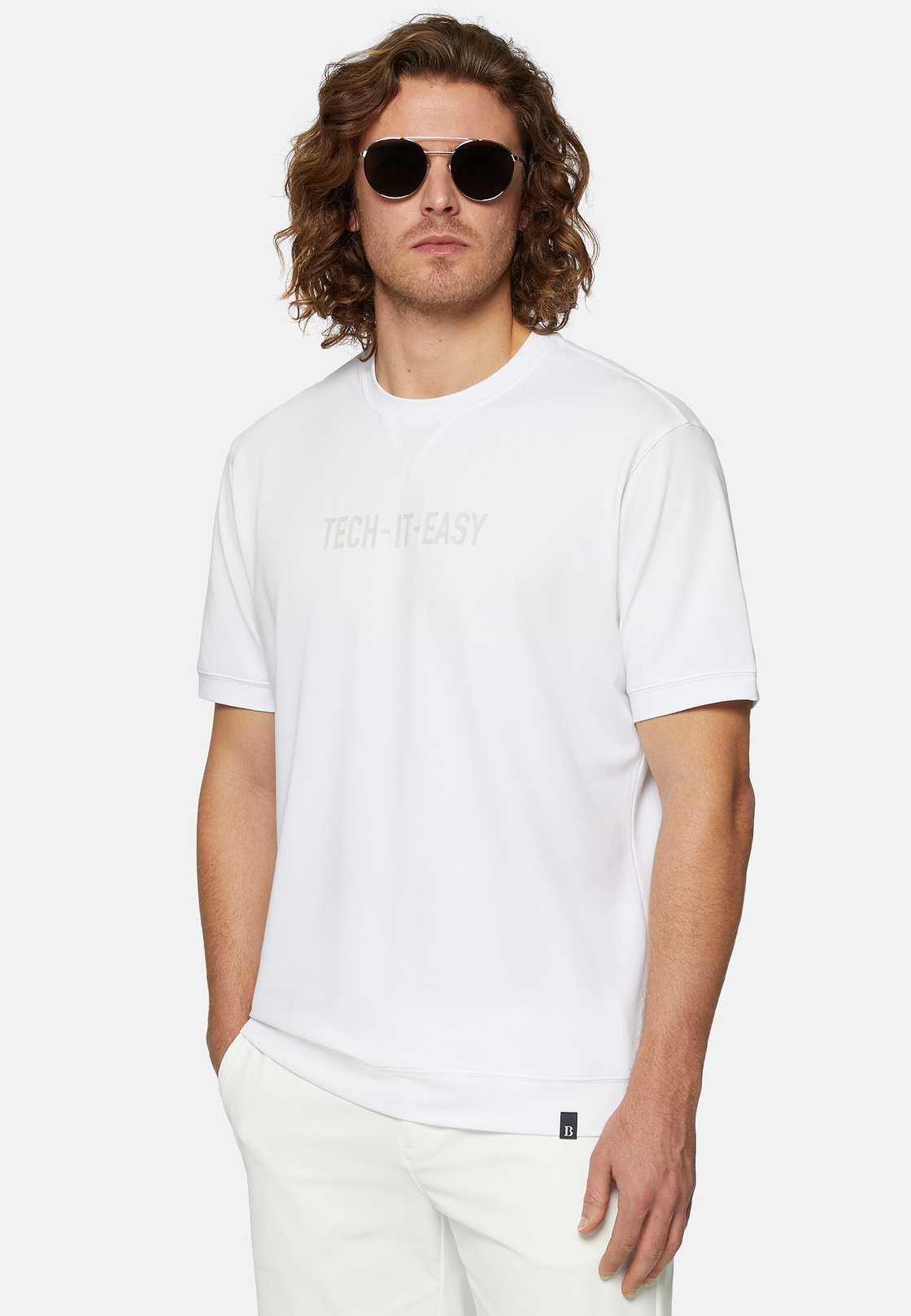 High-Performance Piqué Polo T-Shirt, White, hi-res