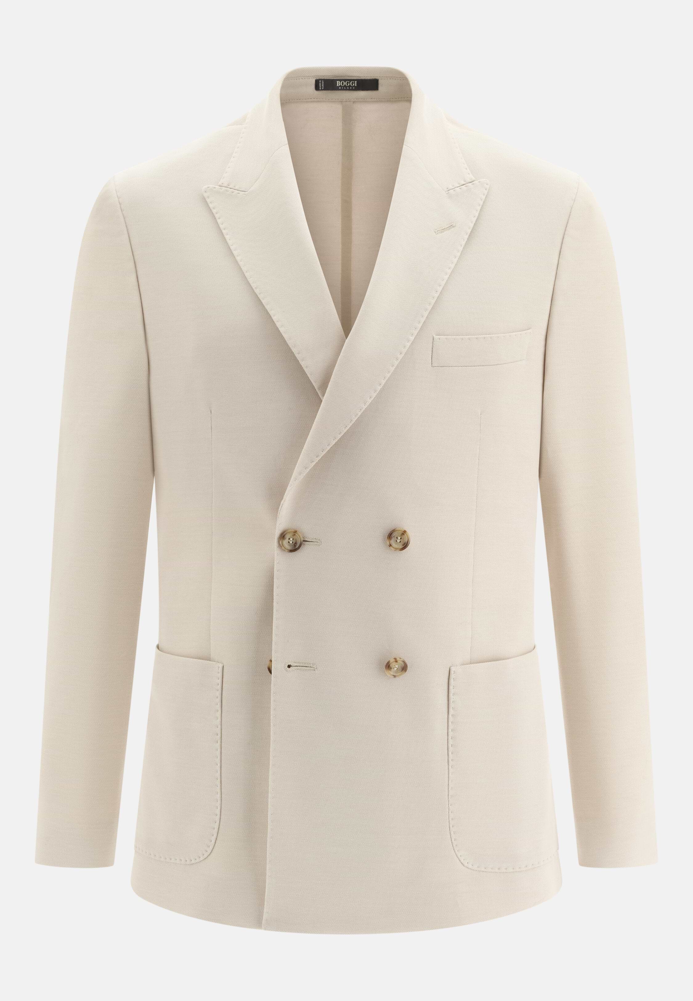 Men's BROOKLYN, Sand | Micro Textured Double-Breasted Jacket in
