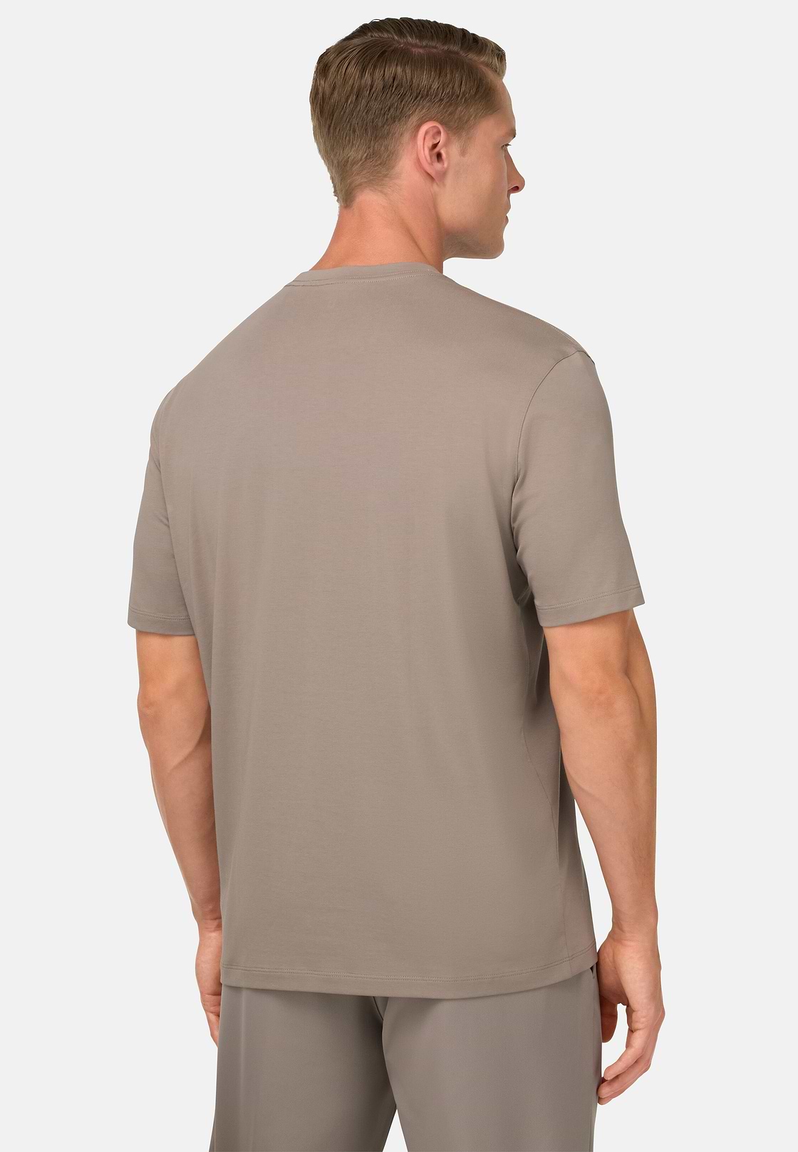 T-Shirt In Stretch Supima Cotton, Taupe, hi-res