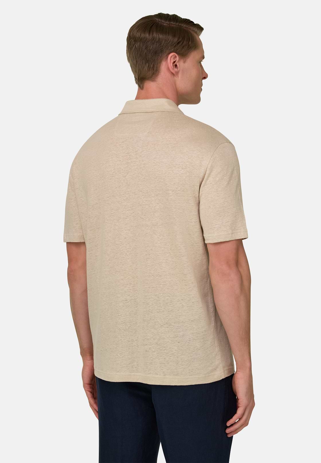 Polo En Jersey De Lin Extensible, Sable, hi-res, 3