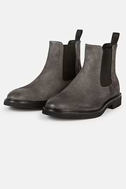 Suede Leather Ankle Boots, Charcoal, hi-res