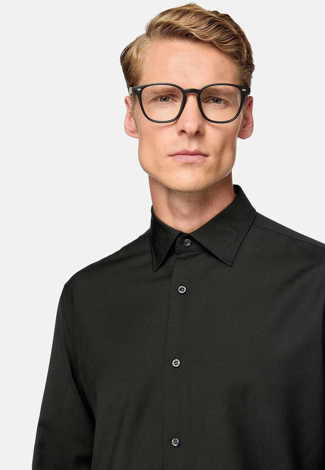 Regular Fit Wool Shirt, Black, hi-res