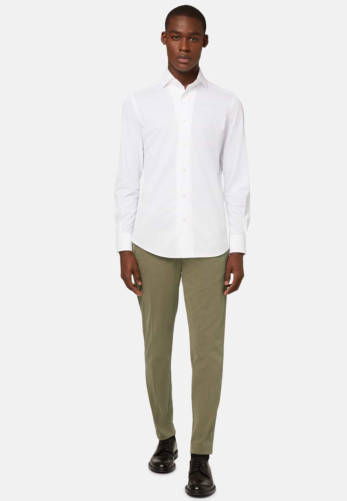 Pantaloni In Cotone Elasticizzato, Kaki, hi-res