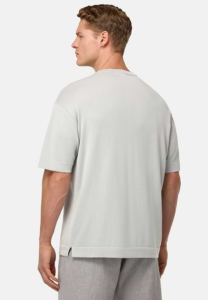 Pima Cotton Knitted T-Shirt, Ice, hi-res