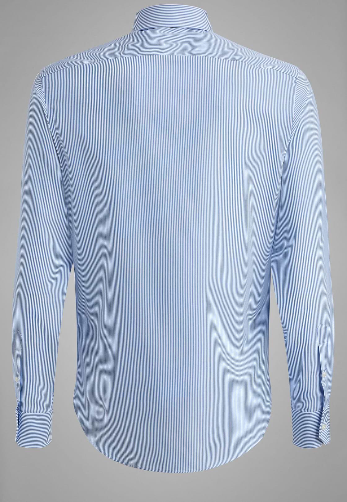 Camisa en algodón de rayas azules slim fit, , hi-res, 4