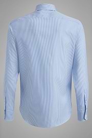 Camisa en algodón de rayas azules slim fit, , thumb, 4