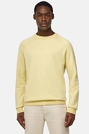 Cotton, Silk and Cashmere Crew Neck Jumper, Yellow, hi-res