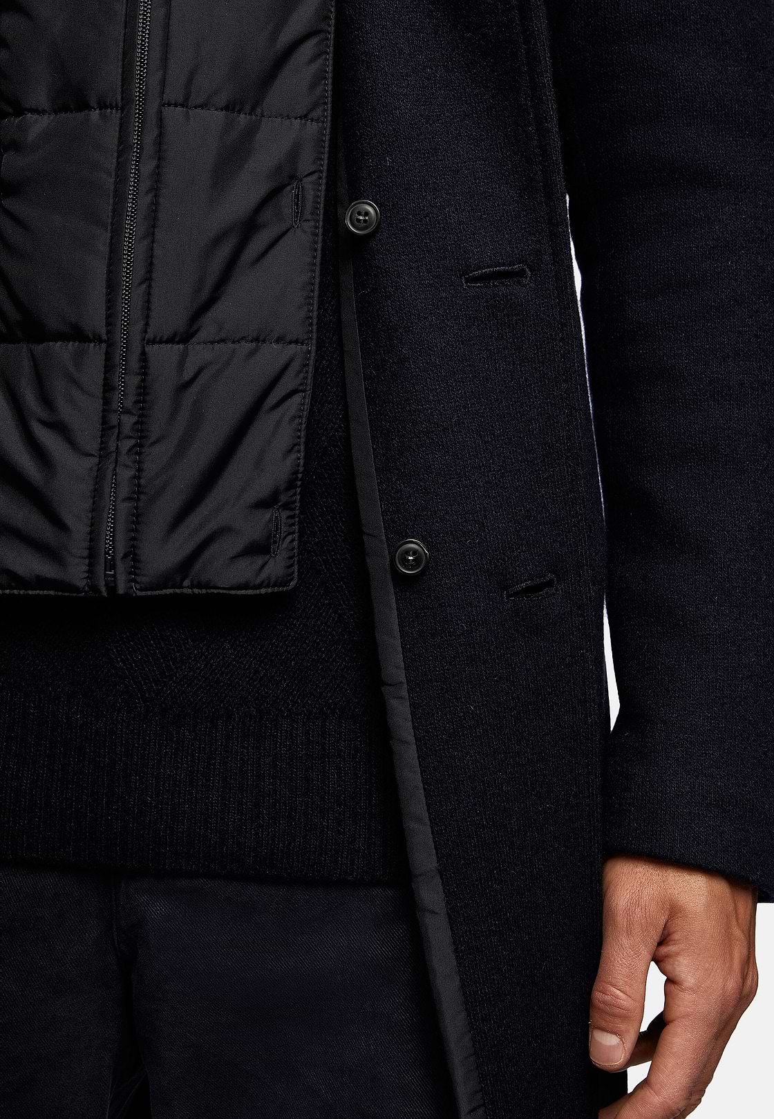 Manteau En Jersey De Laine Avec Plastron, bleu marine, hi-res