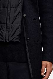 Manteau En Jersey De Laine Avec Plastron, bleu marine, hi-res