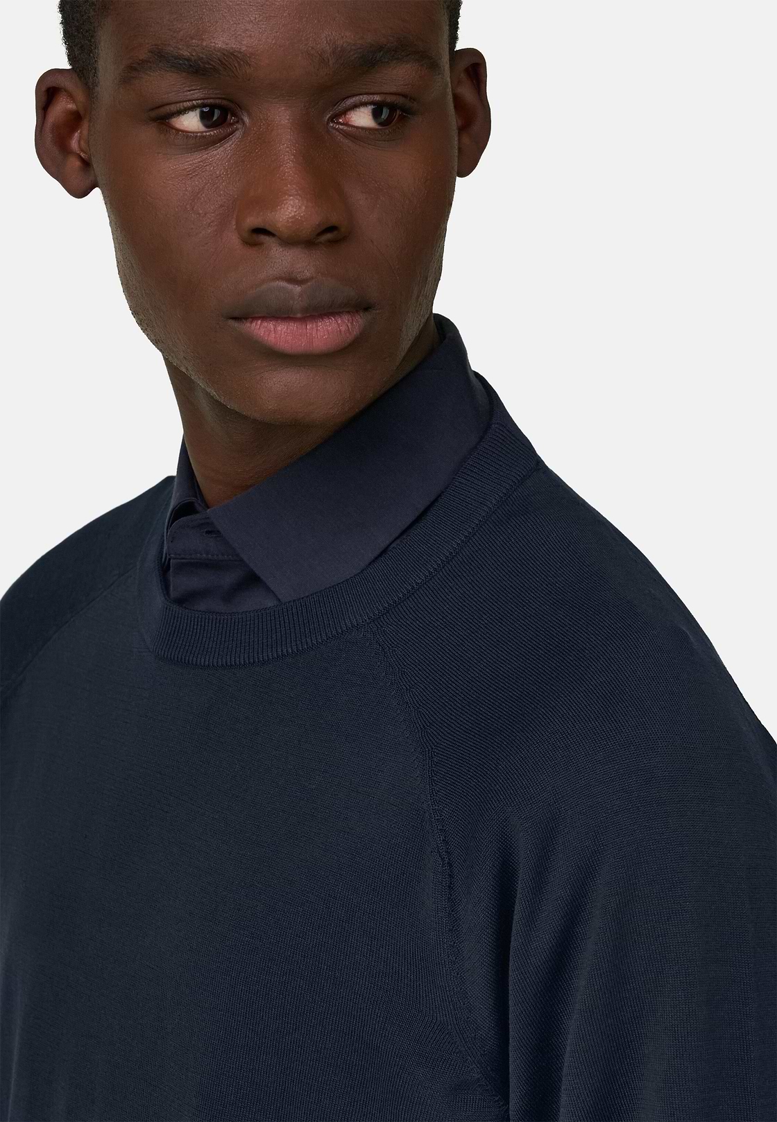 Strickpullover Aus Baumwolle Und Seide, Navy blau, hi-res, 4