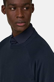 Strickpullover Aus Baumwolle Und Seide, Navy blau, thumb, 4