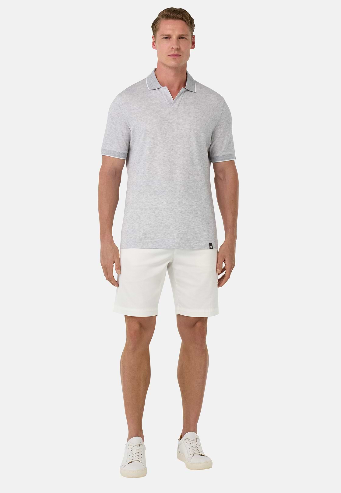 S.Cafè® High-Performance Piqué Polo Shirt, Light grey, hi-res
