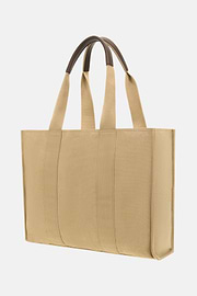Cotton Blend Tote Bag, Beige, thumb, 4