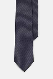 Tie Jacquard Micro Polka Dot Pattern Silk, Navy blue, thumb, 1