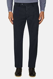Trousers in Stretch Cotton, Navy blue, thumb, 1