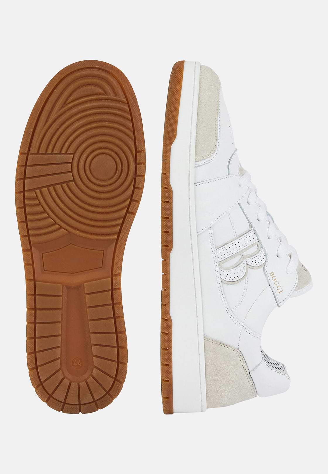 White Leather Trainers With Large Logo, White, hi-res