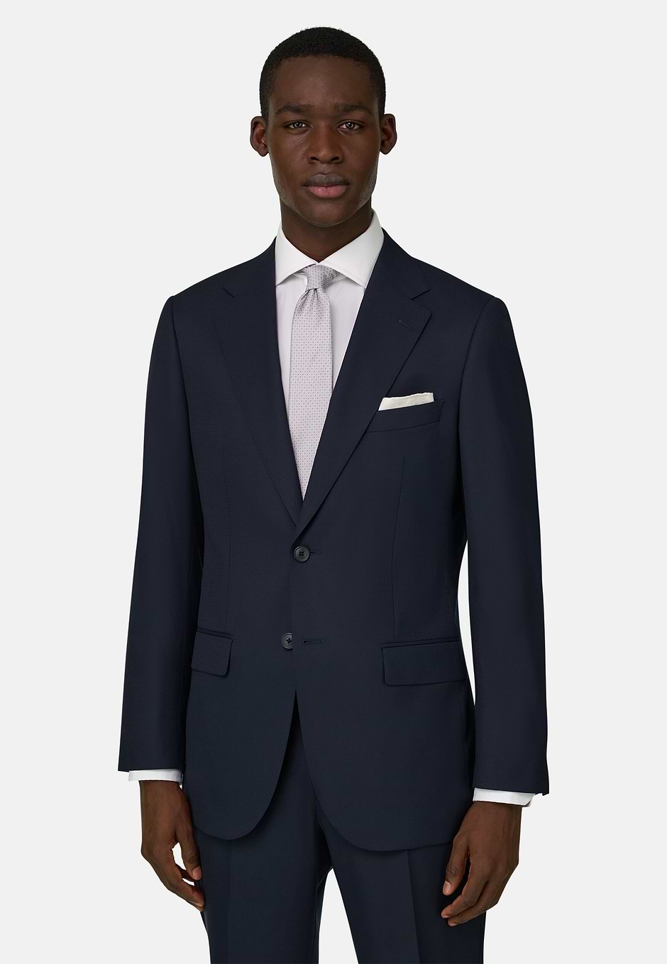 Micro Fancy Wool Blend Suit, Navy blue, hi-res