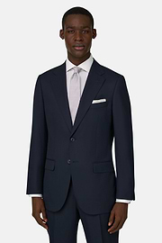 Micro Fancy Wool Blend Suit, Navy blue, thumb, 1