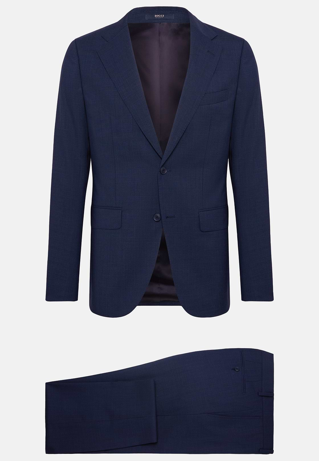 Blue Micro Pattern Suit in Pure Wool, Blue, hi-res