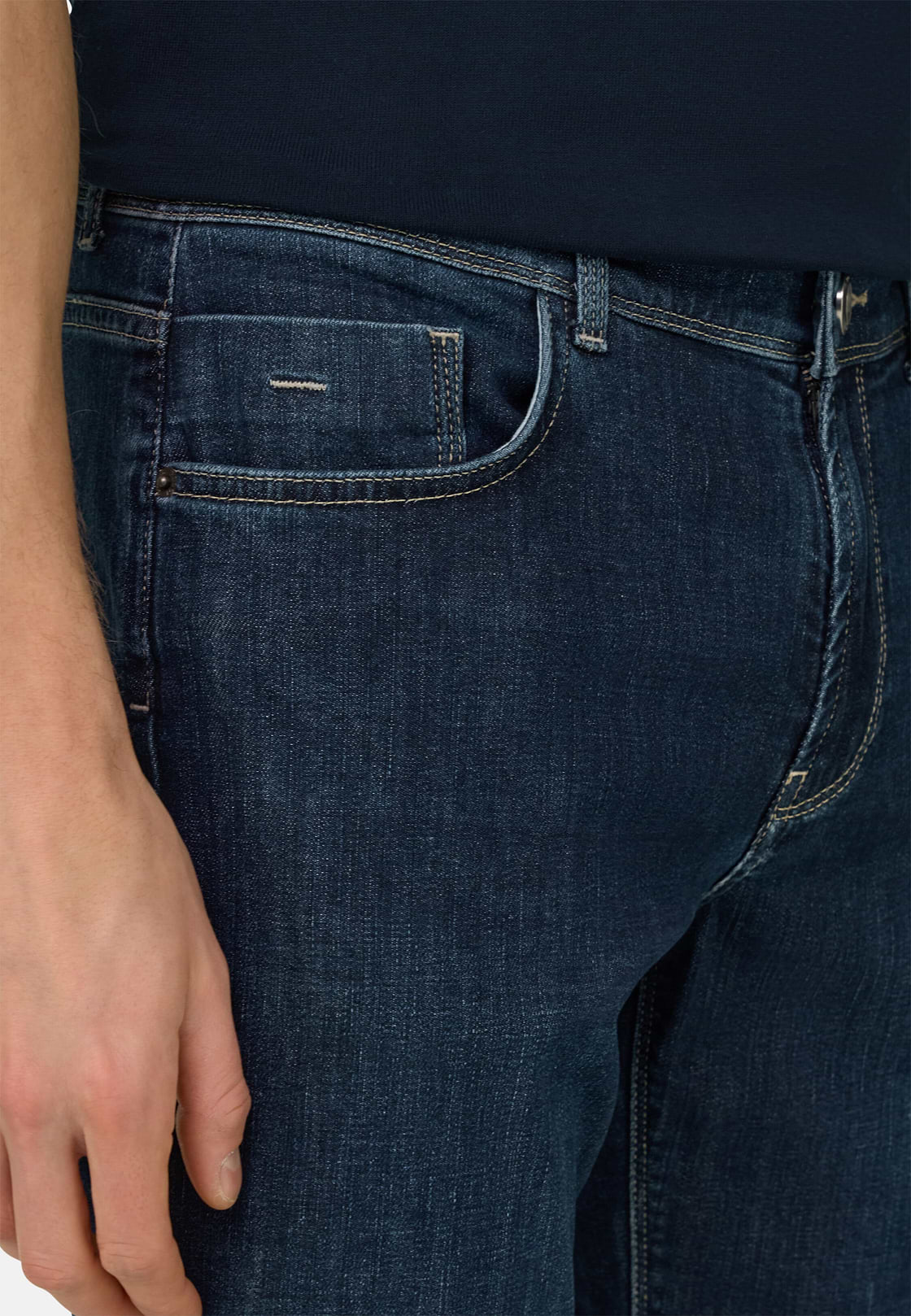 Dark Blue Stretch Denim Jeans, Dark Blue, hi-res, 4