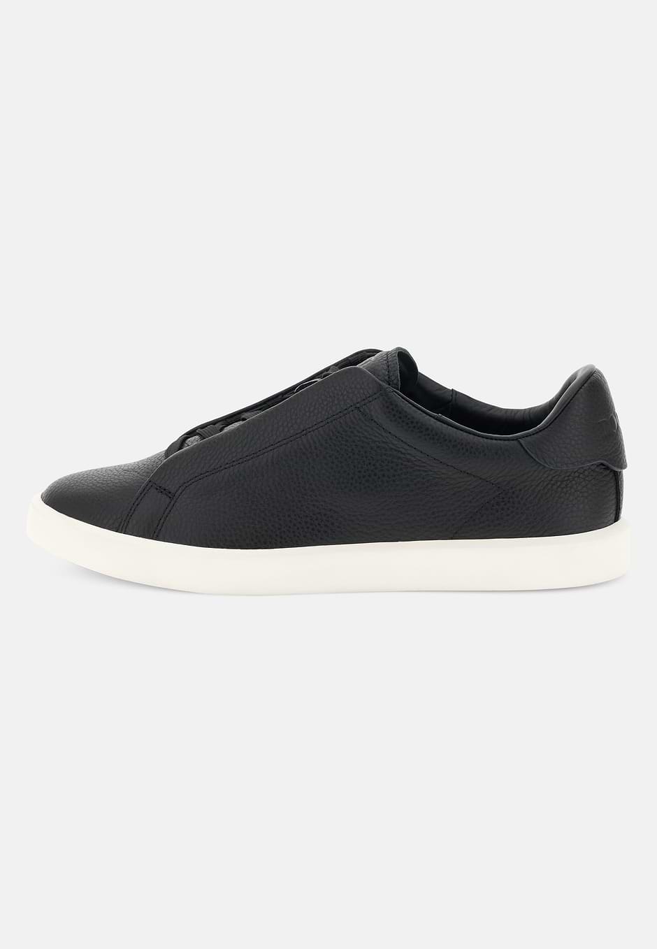 Essence Leather Trainers, Black, hi-res