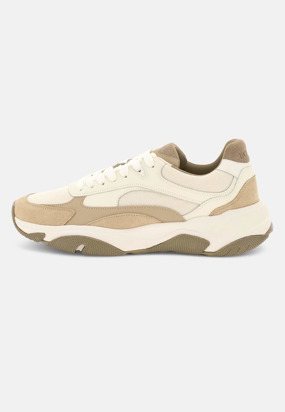 Storm Trainers in Leather and Technical Fabric, Beige, hi-res