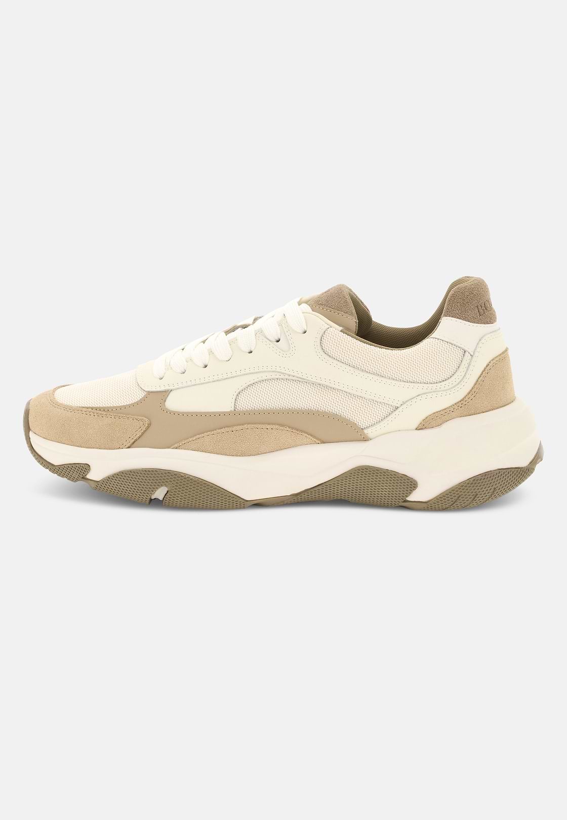 Sneaker Storm aus Leder und technischem Gewebe, Beige, hi-res, 1
