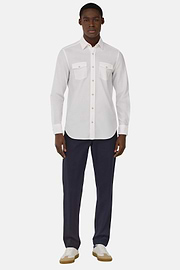 Stretch Cotton/Tencel Trousers, Navy blue, hi-res