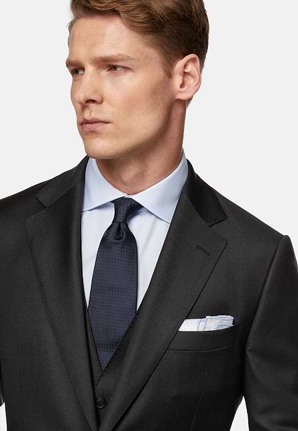 Charcoal Grey Super 130 Wool Jacket, Charcoal, hi-res