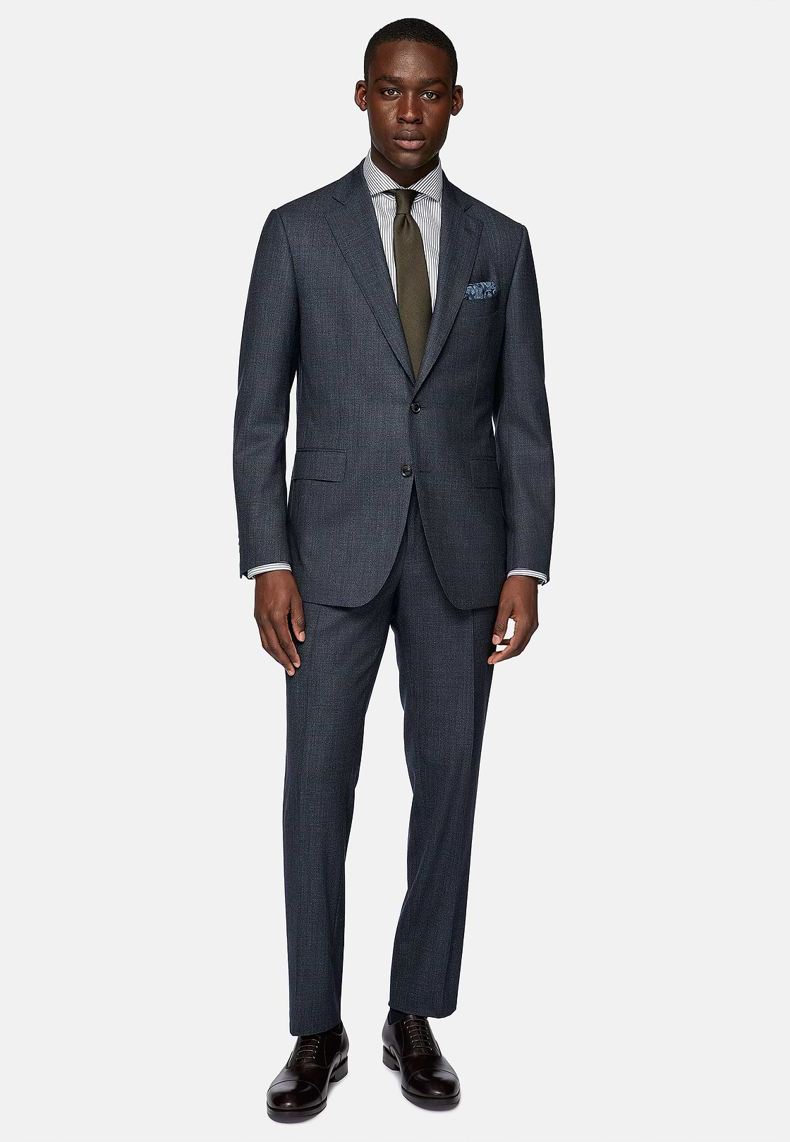 Charcoal Micro Patterned Suit In Stretch Wool, Charcoal, hi-res