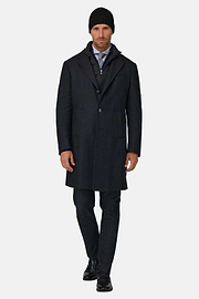 Coat in Wool with Bib, Navy blue, thumb, 2