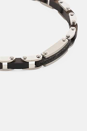 Bracciale A Maglia In Acciaio E Legno, Marrone scuro, thumb, 2