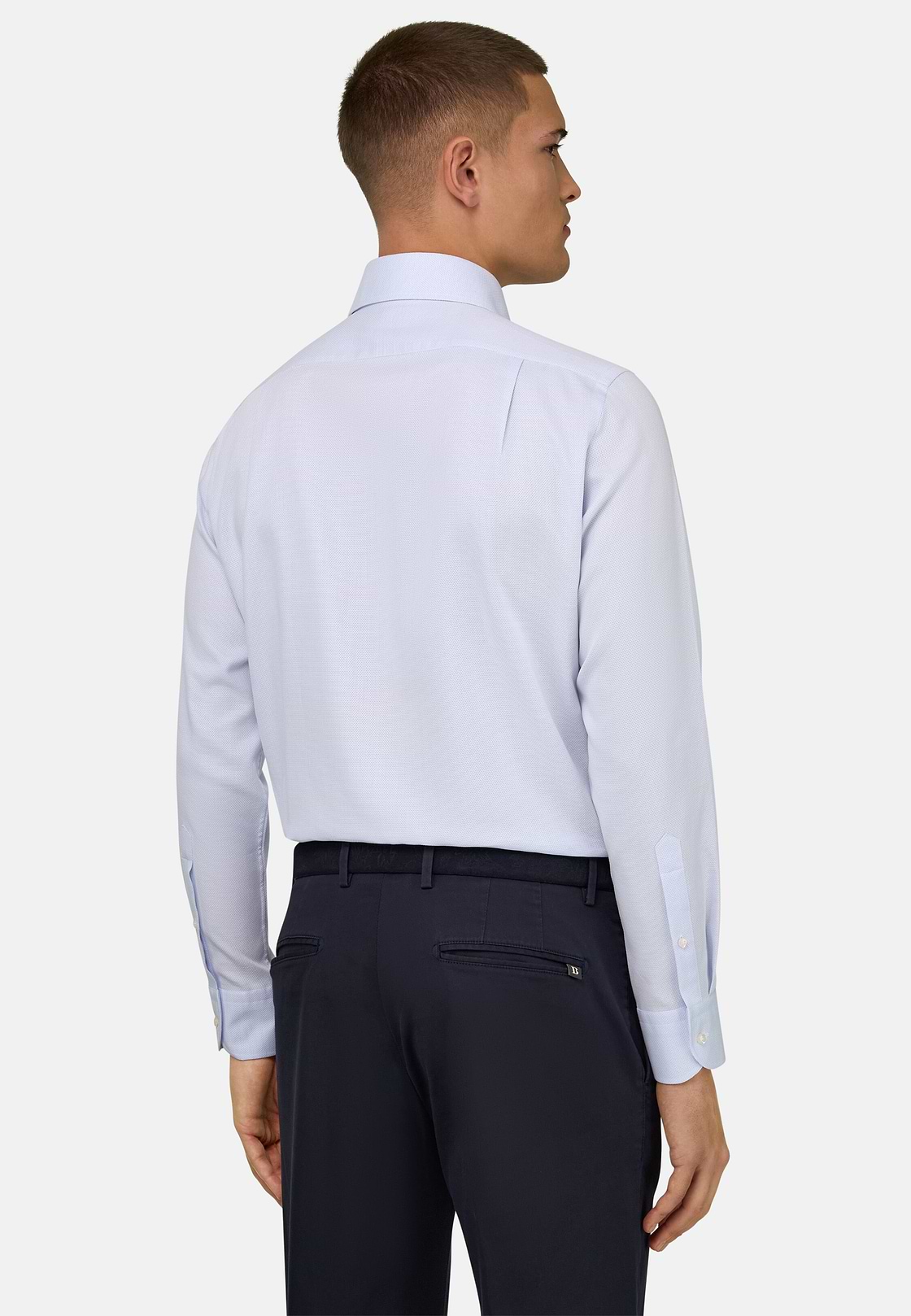 Camicia In Cotone Regular Fit, Azzurro, hi-res, 3