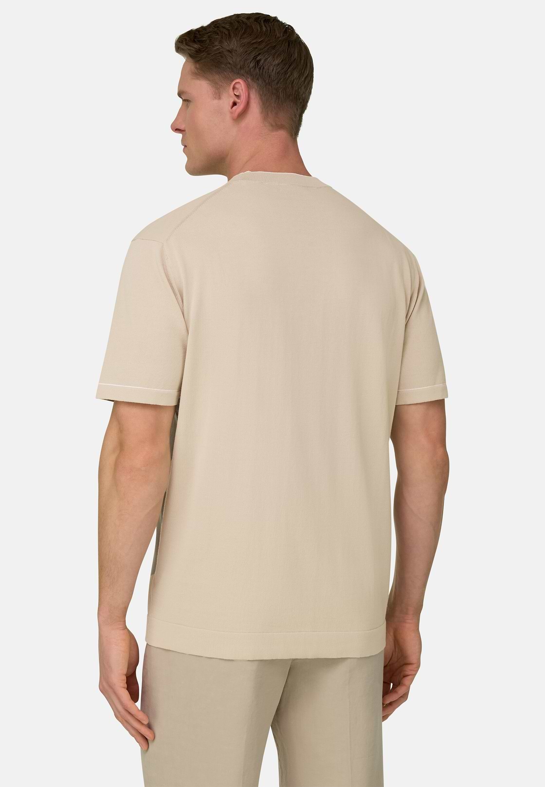 Strick-T-Shirt Aus Baumwollkrepp, Sand, hi-res, 3