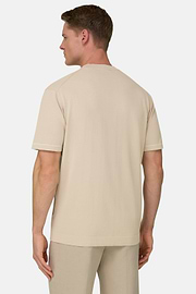 Strick-T-Shirt Aus Baumwollkrepp, Sand, thumb, 3