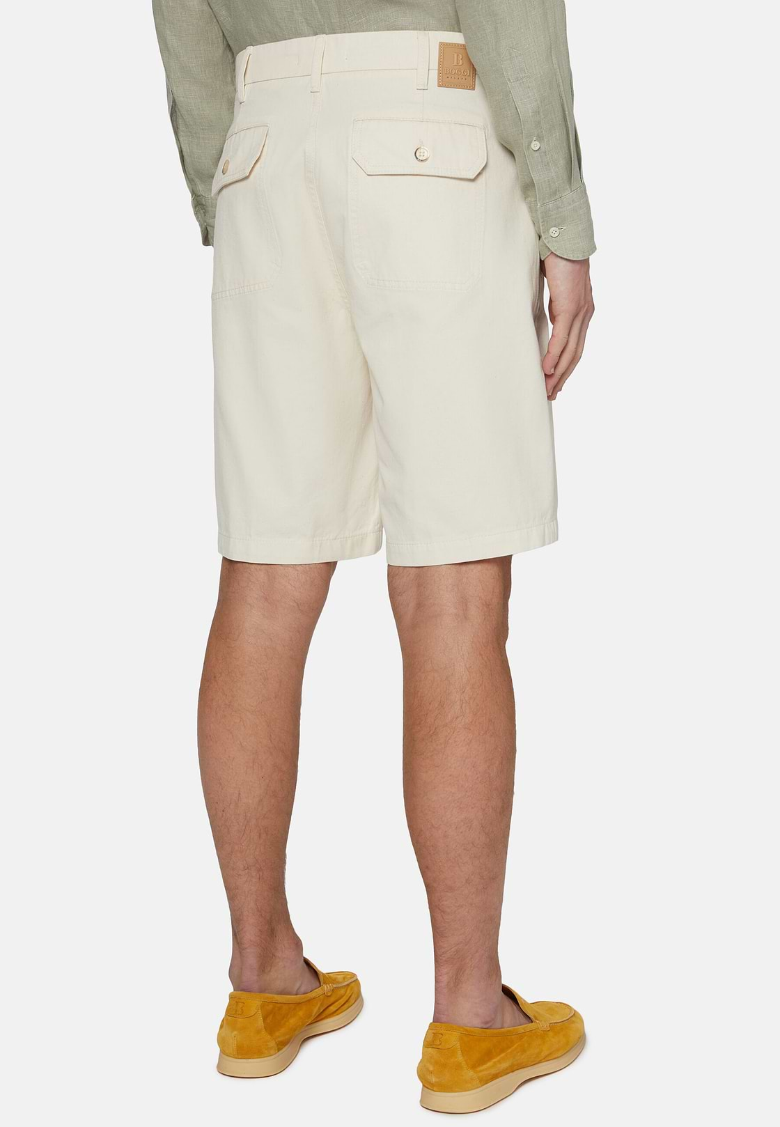 Bermuda Shorts In Hemp Cotton, Cream, hi-res