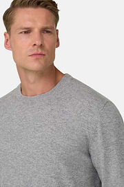 Crew Neck Jumper in Cashmere Blend, Grey, thumb, 3