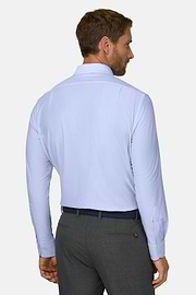 Polo Camicia a Righe in Jersey Giapponese Regular Fit, Azzurro, thumb, 6