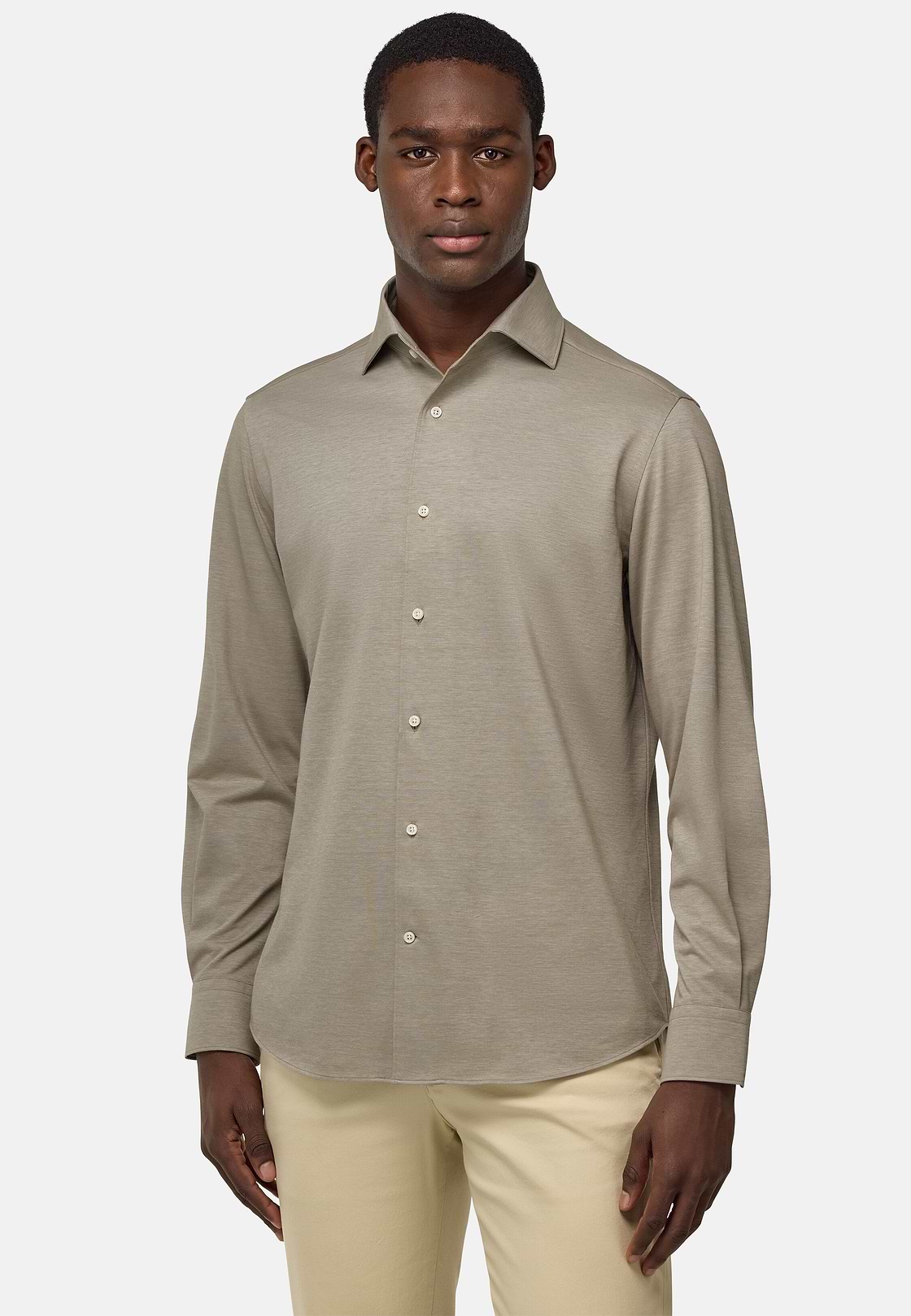 Polohemd Aus Japanischem Jersey Regular Fit, Taupe, hi-res