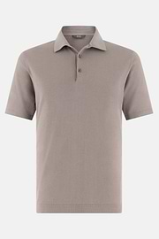 Polo In Cotone Crepe, Taupe, thumb, 5