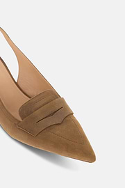 Slingback Schoenen van Leer, Brown, thumb, 4