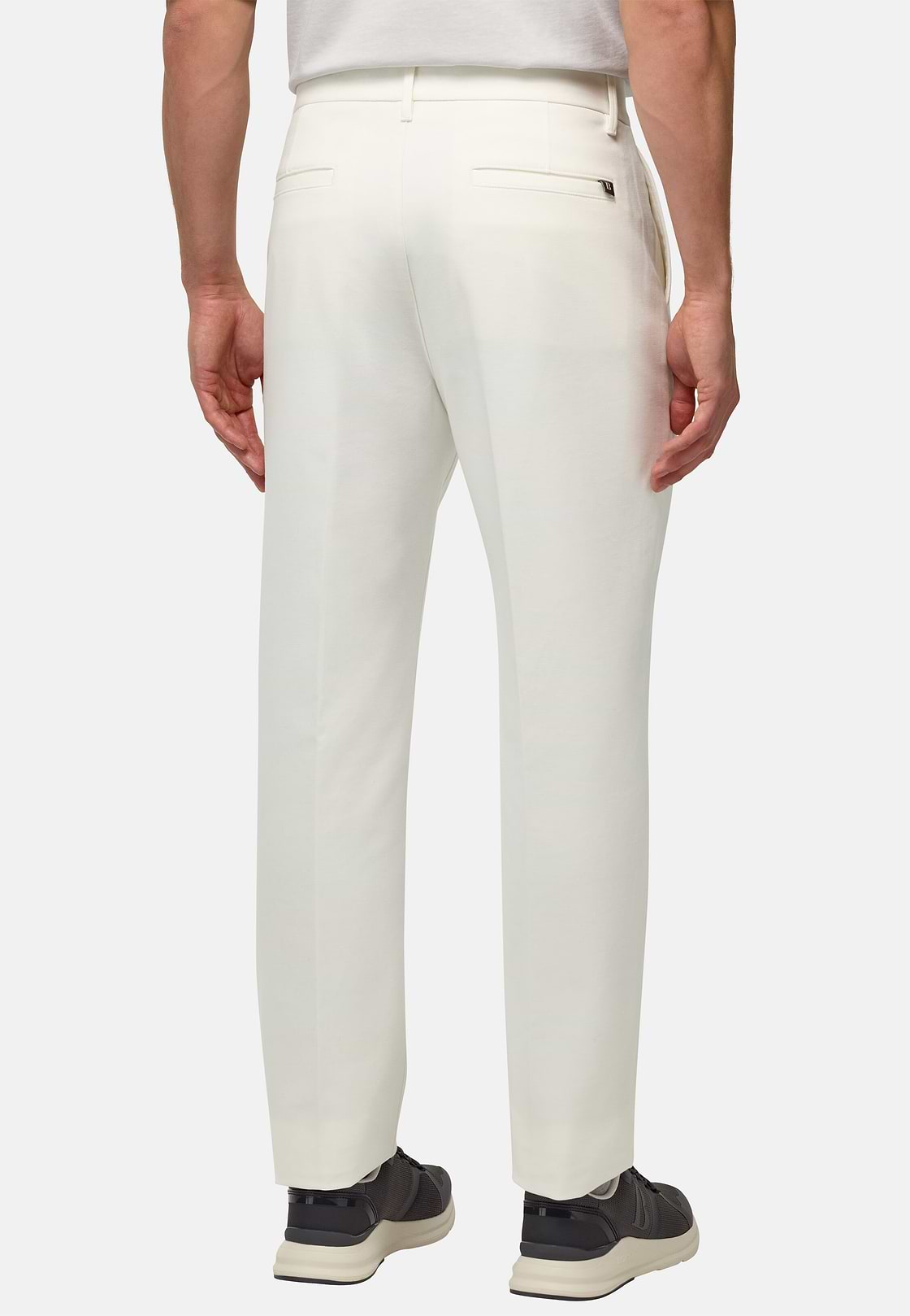 Stretch Cotton Trousers, White, hi-res